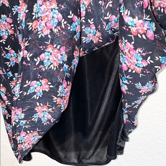 Express Strapless Black Floral Summer Mini Dress - Picture 3 of 8